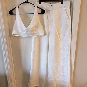 Showpo Two piece crop top and pant set- white